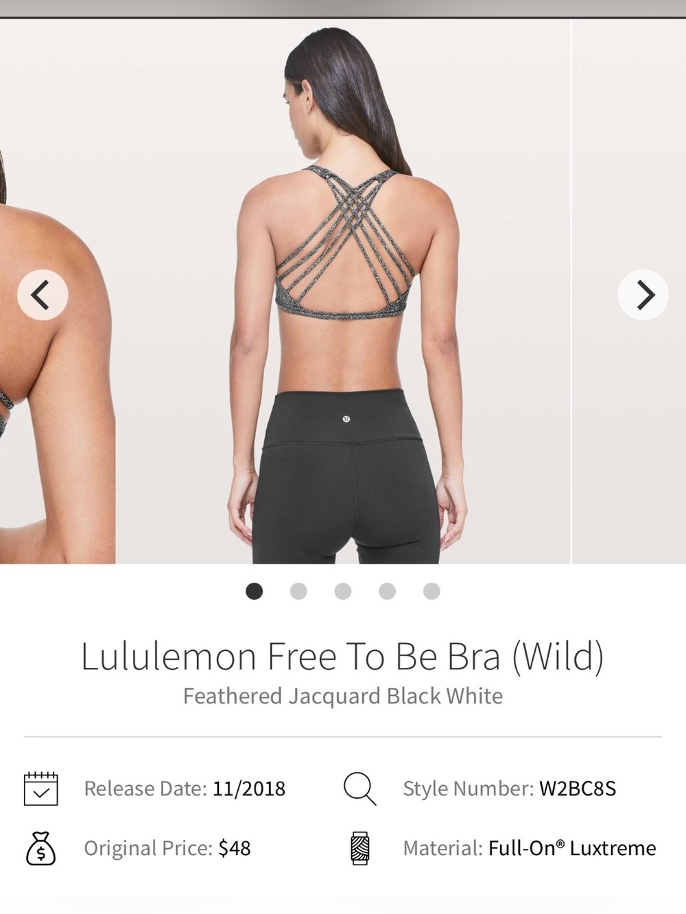 lululemon athletica Free To Be Bra - Black with White Jacquard